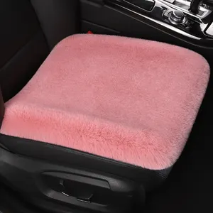 Cojín de asiento de coche de invierno universal, funda de asiento de coche de piel de conejo de imitación, felpa gruesa, suave y cálida