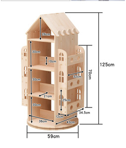 Étagère rotative <span class=keywords><strong>en</strong></span> <span class=keywords><strong>bois</strong></span> <span class=keywords><strong>ronde</strong></span> moderne étagères bibliothèque support de livres pour enfant maison armoire bibliothèque meubles présentoir - Product Image 2