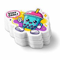Hoja de pegatinas de comida de dibujos animados, estéticas, de pizza, café y sushi, de vinilo, resistentes a los rayos UV, holográficas e impermeables para agendas y cuadernos.