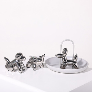 Ornements de table en céramique plaqués or de luxe écologiques, style Art déco, <span class=keywords><strong>chien</strong></span> ballon, décoration intérieure, armoire à vin écologique - Product Image 3