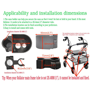 Support de canne KSM-CS01 pour déambulateur, fauteuil roulant, rollator, béquilles universelles, accessoires 360° °   Support de bâtonnets rotatif et réglable - Product Image 4