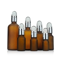 Flacon compte-gouttes en verre ambré dépoli pour cosmétiques et huiles essentielles, avec bouchon en aluminium, disponible en 5ml/10ml/15ml/20ml/30ml/50ml/100ml