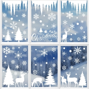 Scandinavian Style Christmas <b>Window</b> Stickers Minimalist Reindeer and Snowflake Patterns Static Cling Decals for Modern Decor - Product Image 4