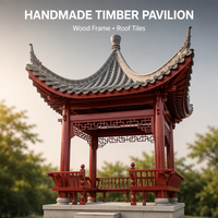 Pavillon en bois de style chinois, structure de pavillon à thé antique en bois avec tuiles de toit asiatiques pour la maison et le commerce