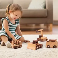 Bloques de Construcción de Madera de Haya Personalizados, Vehículo Clásico, Juguetes Educativos Montessori