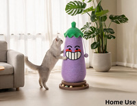Griffoir pour chat aubergine violet avec niche et balle de jeu – Design unique et élégant pour l'escalade avec sisal