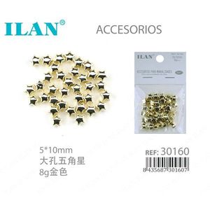 Fibbie a Stella in Metallo ILAN 5x10mm Dorate per Lavori Manuali - Product Image 1