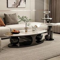 Ensemble de tables basses rondes modernes de luxe, plateau en pierre frittée en acier inoxydable doré, pour entrée, style fermier, table d'appoint contemporaine