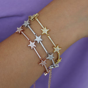 Pulsera de Cadena con Dijes de Estrella, Regalo de Navidad 2025, Joyería Elegante y de Lujo, Chapada en Plata, para Fiestas, 2023 - Product Image 6