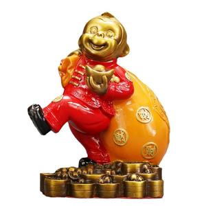 Adorno de Mono con Bolsa de Tela, Decoración Creativa y Tradicional para el Hogar y Escritorio, Regalo de Inauguración de Tienda, Bolsa de Dinero, Decoración de Latón - Product Image 5