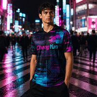 Camiseta de Fútbol con Patrón Cyberpunk Glitch, Diseño Digital Pixel Tech, Camiseta de Fútbol Personalizada