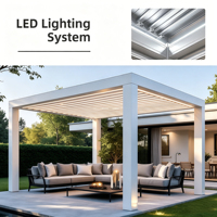 Pergola motorisée sur mesure en aluminium 6063-T5 avec éclairage LED intégré pour villa moderne, balcon et terrasse