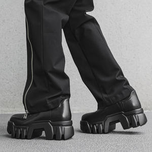 Chaussures en cuir véritable pour hommes, style britannique, tendance, formelles, à lacets, bout pointu, Derby, mariage, automne, motif uni, confort - Product Image 5