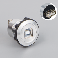 LYAN 22MM Metal USB2.0 Tipo-B Hembra a Hembra Conector de montaje en panel Directo de fábrica Impermeable Carcasa plateada