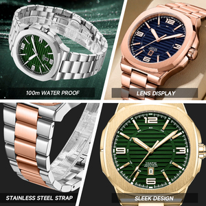 Reloj de Cuarzo de Acero Inoxidable para Hombre, Diseño Personalizado, Simple, Resistente al Agua, Clásico, Elegante, Luminoso - Product Image 5