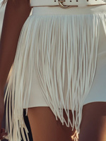 Jupe à franges de style western pour femmes - Jupe-culotte en similicuir taille haute avec ceinture optionnelle pour les festivals et les vacances