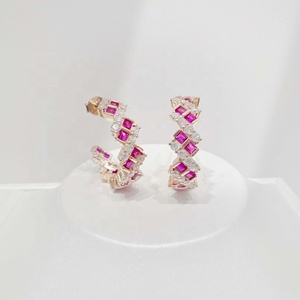 wholesale plata 925 sterling silver rose gold plated <b>earring</b> 2026 casual fashion party dainty fancy <b>red</b> zircon bridal <b>earrings</b> - Product Image 2