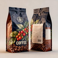 Sacs à café à fond plat personnalisés imprimés 250g 500g 1kg 5kg avec valve et fermeture éclair, pochettes verticales pour l'emballage des grains de café