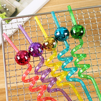 Pailles de fête réutilisables en plastique style disco des années 70 (sans mousse)