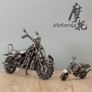 Antique Metal Motorcycle Model <b>Ornaments</b> Vintage Motor Car Airplane Crafts Desktop Decoration Home Office Decor Art - Product Image 3