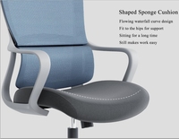 Chaise de bureau de direction au design moderne, ergonomique, dossier moyen en maille, pivotante, avec support lombaire, hauteur réglable, base en acier, 3 vérins à gaz