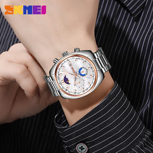 Skmei 9325 클래식 문 위상 남자의 고급 디자이너 시계 남성 석영 시계 스테인레스 스틸 사용자 정의 시계 남성용 - Product Image 5