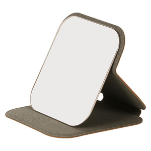 Custom Logo Printed Folding Vanity <b>Mirror</b> Premium PU Leather Cover <b>Foldable</b> Stand Design HD Minimalist Design for Gift - Product Image 2