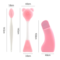 Ensemble de 3 outils manuels pour éliminer les points noirs, brosse nettoyante pour le visage en silicone et grattoir pour les pores du nez, kit pour un nettoyage en profondeur des soins de la peau