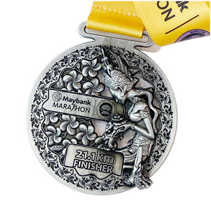 Prix d'usine Médaille sportive bon marché en forme de <span class=keywords><strong>jeton</strong></span> vintage 3D en bronze antique argenté Médailles personnalisées Médailles de marathon - Product Image 2