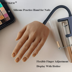 Main réaliste en Silicone, outil d'entraînement pour les <span class=keywords><strong>ongles</strong></span>, réglage du doigt, avec support, main de pratique - Product Image 1