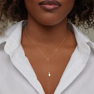 Collana di gioielli di moda collana di diamanti in <span class=keywords><strong>argento</strong></span> sterling 925 collana di diamanti dal cortile a catena <span class=keywords><strong>lunga</strong></span> placcato in oro 18k collana da donna - Product Image 5