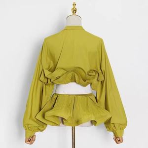 Vestidos de Mujer Más Vendidos, Primavera 2024, Cuello Alto, Manga Larga, Plisados, con Volantes y Cordones - Product Image 4