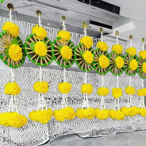 Décoration murale Art Déco personnalisée faite à la main en marigolds pour mariage indien, baptême, Diwali, Ganpati Pooja, toile de fond - Product Image 3