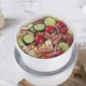 กล่องสลัดกระดาษคราฟท์สีขาวย่อยสลายได้สำหรับบรรจุอาหาร พร้อมฝาปิด - Product Image 2