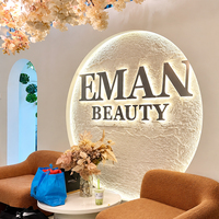 Nouvelle enseigne en acrylique, logo miroir doré, logo personnalisé pour salon, logo mural, enseigne rétroéclairée 3D