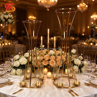 Support de bougie et vase à fleurs en métal doré lisse de 80 cm/100 cm pour centre de table de mariage et décoration de fête