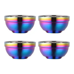 Wholesale Good Quality Stainless Steel 18/10 Double Wall Colored Metal Bowl