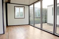 Casa pequeña prefabricada de lujo, nuevo estilo, expandible con una pared de vidrio lateral para Villa, cocina, baño, uso en Hotel