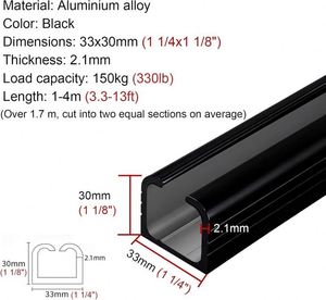 Kit de porte coulissante WEKIS en aluminium noir durable, fermeture douce, montage au plafond, pour salon, chambre, cuisine, rangement extérieur - Product Image 6