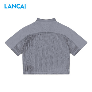 T-shirt court en polyester pour homme, personnalisé avec impression sérigraphique, style sportif, coupe carrée, en maille, par Lancai Manufacturers - Product Image 2