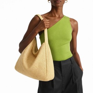 Bolso de Hombro Minimalista, Holgado, de Gran Capacidad, Hecho a Mano, Tejido de Rafia, para Vacaciones de Verano en la Playa, para Mujer - Product Image 1