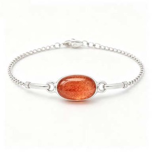 925 Sterling Silver Oval Stone Chain Bracelet Bezel <b>Set</b> Link <b>Bangle</b> for Women Gift Party Jewelry - Product Image 1