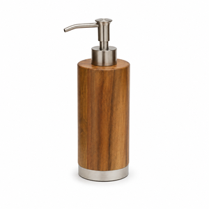 Juego de Accesorios de Baño de Madera Natural de Estilo Moderno con Detalles de Base de Metal Cepillado, Juego de Baño de 8 Piezas de Madera y Metal - Product Image 3