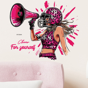 Adesivo Murale Ragazza Sportiva Cool, Citazioni Motivazionali Rosa, Adesivi <span class=keywords><strong>Murali</strong></span> in Vinile Autoadesivi con Leopardo per Cameretta Ragazze - Product Image 1