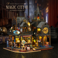 Maison de poupée en bois Magic City, kit de maison miniature DIY, mini maison de poupée, kit de coin lecture, puzzle en bois 3D, ornements de château paysager