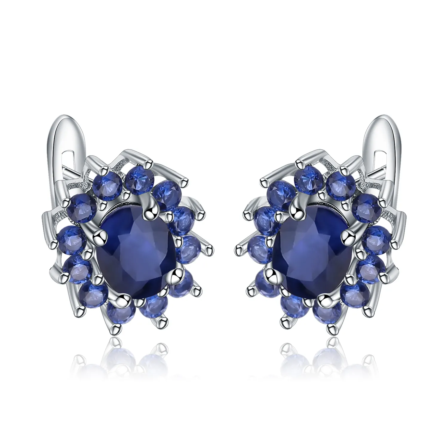 Derabing — boucles d'oreilles en argent Sterling 925 avec fleurs, saphir bleu naturel, bijoux simples et élégants pour mariage, tendance