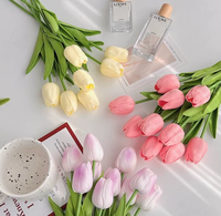Lot de 10 mini-tulipes artificielles en PU pour décoration intérieure, accessoires de photographie de mariage, aménagement paysager, Saint-Valentin, vente en gros