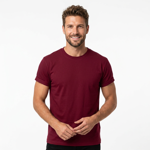 Men's Regular Fit Solid Color O-Neck Short Sleeve T-<b>Shirt</b> 100% Cotton Jersey Knitted Casual Wear - Product Image 1