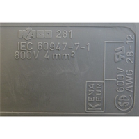 281-903 Bloque de terminales de 2 posiciones para carril DIN 25A 800V 4mm2 28-12AWG