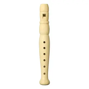 Fornecimento de estoque instrumento musical brinquedo educacional infantil flauta de madeira com 6 furos flauta gravadora com logotipo personalizado
